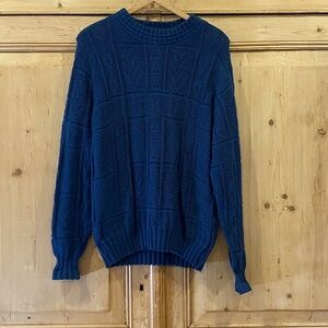 Vintage Woolrich Blue Cotton Sweater Preppy Medium
